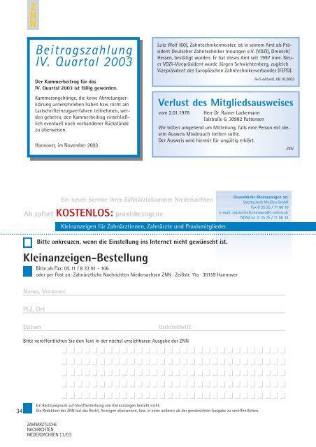 Doppelt bestraft - Zahnärztekammer Niedersachsen