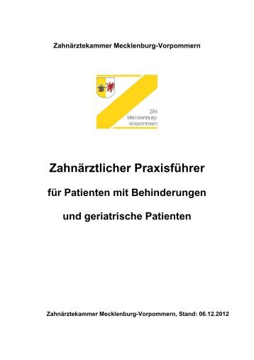 Zahnärztlicher Praxisführer - Zahnärztekammer Mecklenburg ...