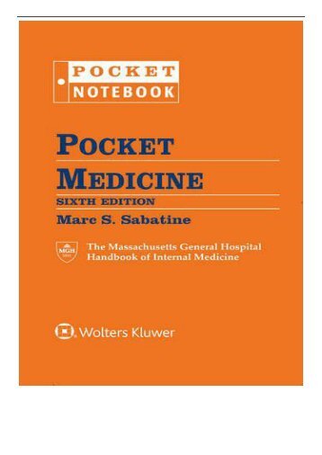 [PDF] Download Pocket Medicine The Massachusetts General Hospital Handbook of Internal Medicine Pocket