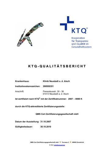 ktq - qualit ä tsbericht - Kliniken des Landkreises Neustadt a.d. Aisch