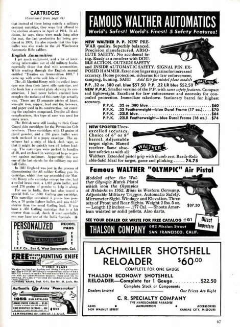 GUNS Magazine January 1956