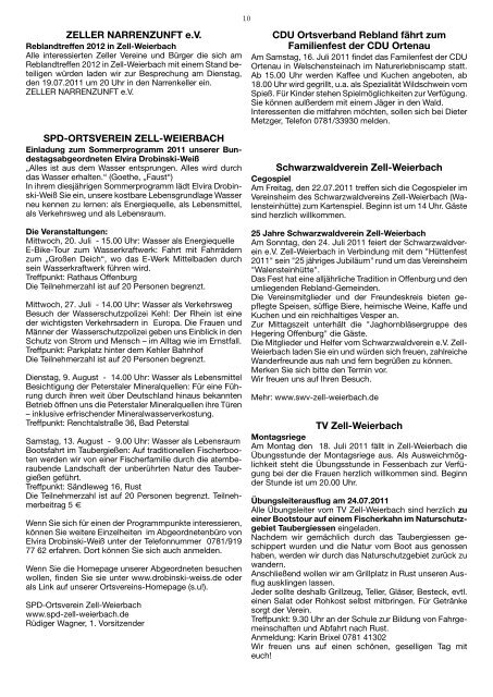 Mitteilungsblatt der Ortsverwaltung Zell-Weierbach