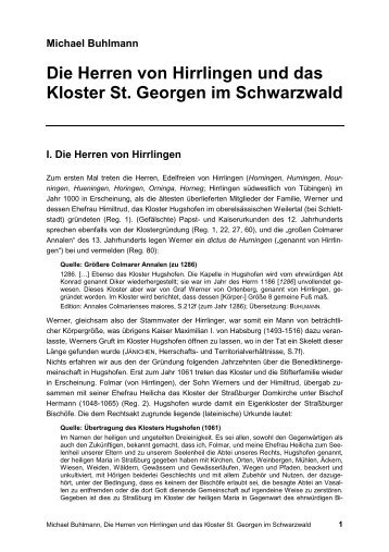 Die Herren von Hirrlingen und das Kloster St. Georgen im ...