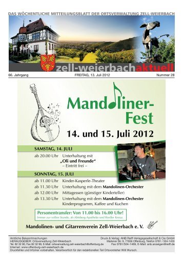 14. und 15. Juli 2012 Mandolinen - Zell-Weierbach