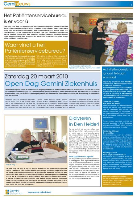 GemiNieuws, jaargang 2 - nummer 3, winter 2009 - Gemini Ziekenhuis