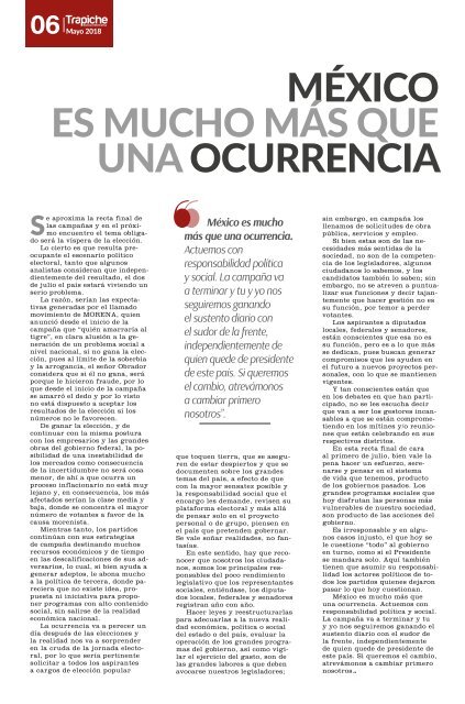 REVISTA TRAPICHE | MAYO 2018 |EDICIÓN 122