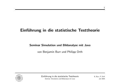 Einführung in die statistische Testtheorie - Universität Ulm