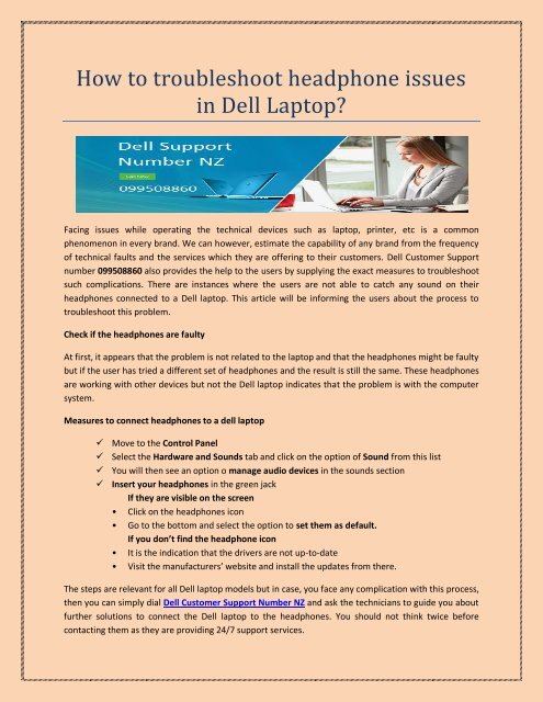 dell laptop headphones not working