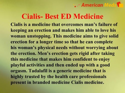 Widely Long-Lasting ED Medication For Impotent Men- Cialis