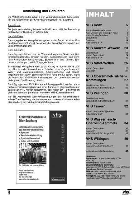 Volkshochschulen in der Verbandsgemeinde Konz