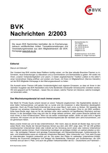 BVK Nachrichten 2/2003 - ww.bvk-mitglieder.d