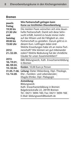 Angebote zur Ehevorbereitung - Bistum Osnabrück