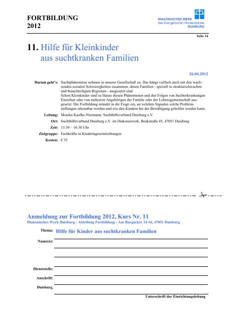 Fortbildung 2012 - Evangelischer Kirchenkreis Duisburg