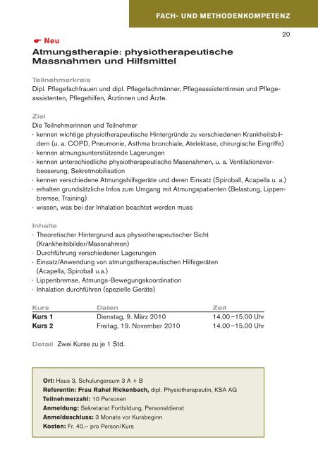 Fortbildungsprogramm 2010 - Kantonsspital Aarau