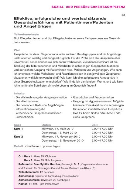 Fortbildungsprogramm 2010 - Kantonsspital Aarau