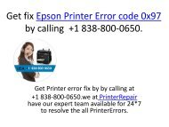 Get fix Epson Printer Error code 0x97 by calling  +1 838-800-0650.