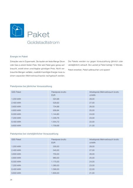 Preise - Stadtwerke Pforzheim