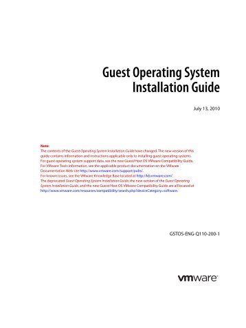 Guest Operating System Installation Guide - VMware