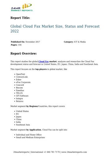 Cloud Fax Market Size, Status and Forecast 2022