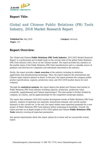 Public Relations (PR) Tools Industry, 2018 Market Research Report