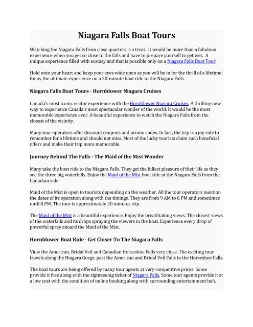 Niagara Falls Boat Tours
