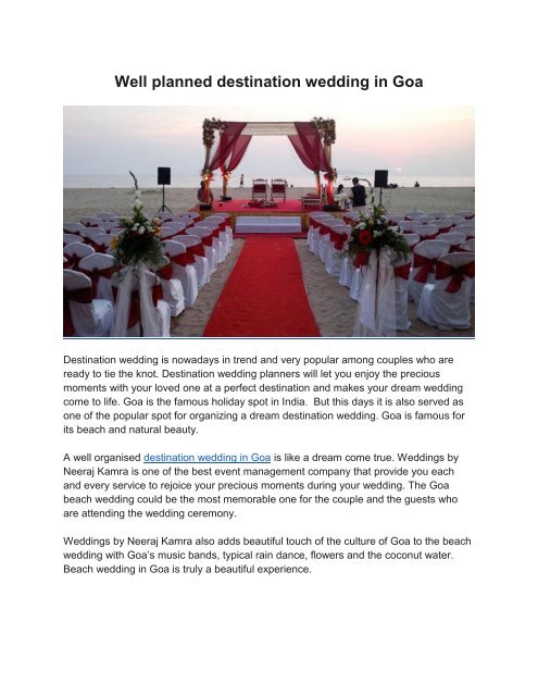 Destination Wedding In Goa