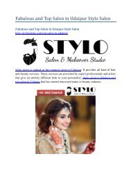 Fabulous and Top Salon in Udaipur Stylo Salon