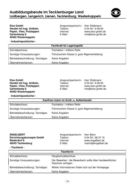 Viel Spaß und Erfolg bei der Berufswahl! - Stadt Lengerich