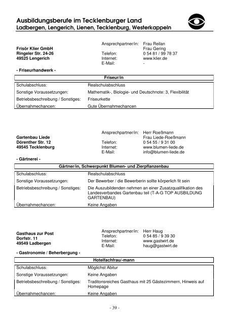 Viel Spaß und Erfolg bei der Berufswahl! - Stadt Lengerich