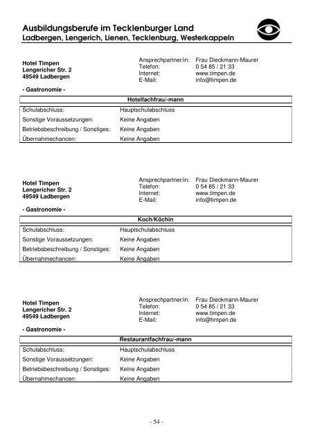 Viel Spaß und Erfolg bei der Berufswahl! - Stadt Lengerich