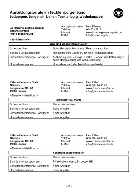 Viel Spaß und Erfolg bei der Berufswahl! - Stadt Lengerich