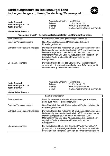 Viel Spaß und Erfolg bei der Berufswahl! - Stadt Lengerich