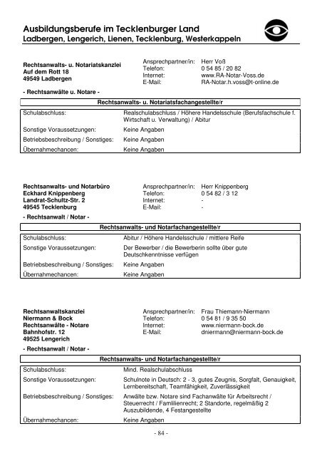 Viel Spaß und Erfolg bei der Berufswahl! - Stadt Lengerich