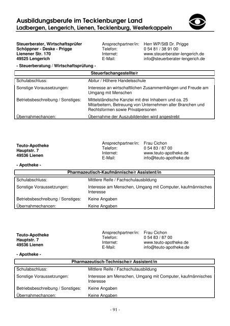 Viel Spaß und Erfolg bei der Berufswahl! - Stadt Lengerich