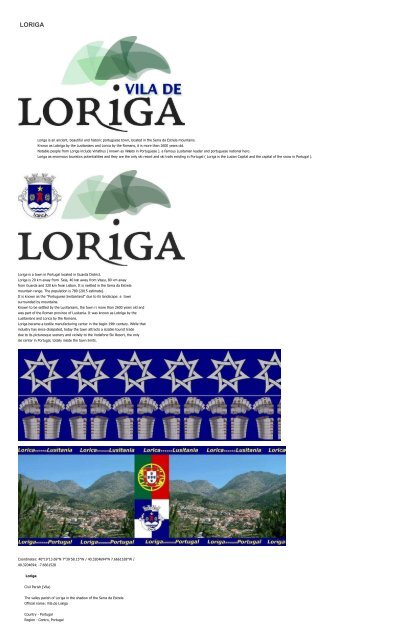 Extratos da obra do historiador António Conde sobre a história de Loriga - Excerpts of the work of the historian Antonio Conde about the history of Loriga