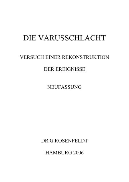 DIE VARUSSCHLACHT - Harald Rosenfeldt