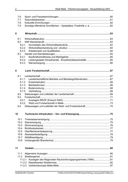 Stadt Melle: ''Flächennutzungsplan Neuaufstellung 2004 ...