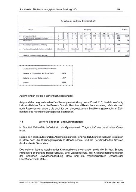 Stadt Melle: ''Flächennutzungsplan Neuaufstellung 2004 ...