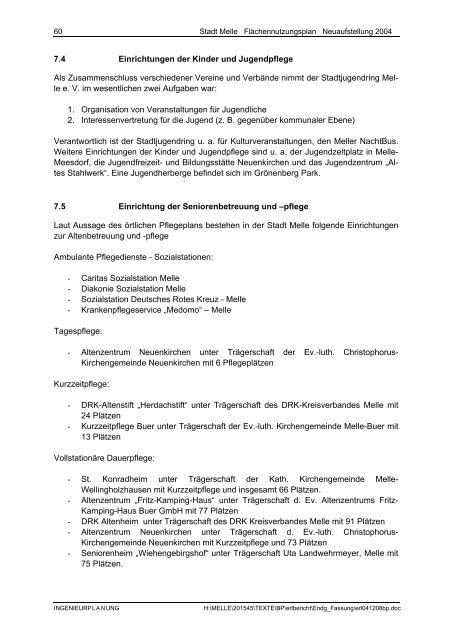 Stadt Melle: ''Flächennutzungsplan Neuaufstellung 2004 ...