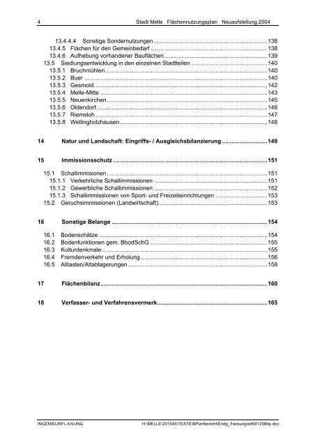 Stadt Melle: ''Flächennutzungsplan Neuaufstellung 2004 ...