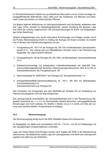 Stadt Melle: ''Flächennutzungsplan Neuaufstellung 2004 ...