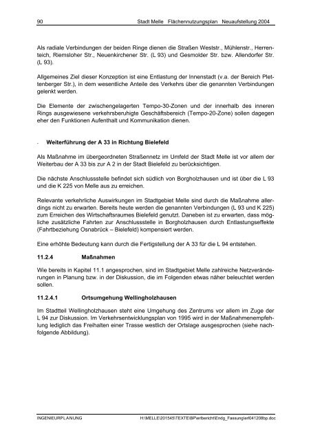 Stadt Melle: ''Flächennutzungsplan Neuaufstellung 2004 ...