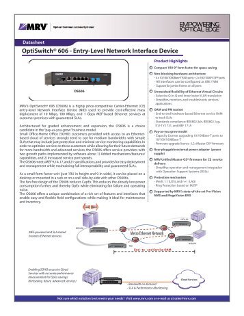 OptiSwitch® 606 - Entry-Level Network Interface Device - MRV ...