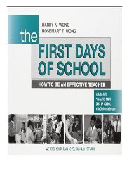 eBook The First Days of School How to Be an Effective Teacher Free books