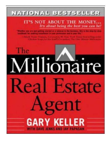 eBook The Millionaire Real Estate Agent It&#039;s Not About The Money.It&#039;s About Being The Best You Can Be