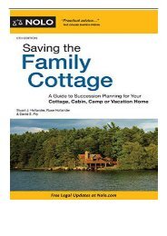 [PDF] Download Saving the Family Cottage A Guide to Succession Planning for Your Cottage Cabin Camp