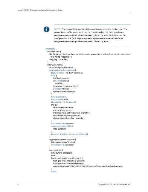 Junos OS Ethernet Interfaces Configuration Guide - Juniper Networks