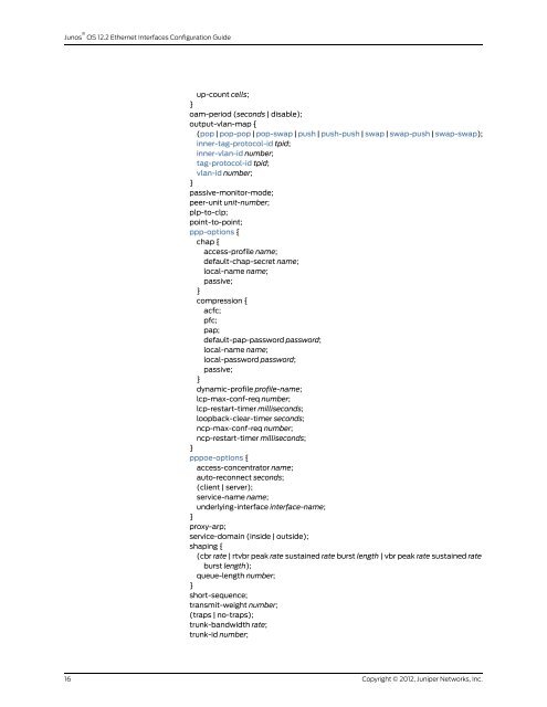 Junos OS Ethernet Interfaces Configuration Guide - Juniper Networks