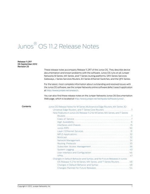 Junos OS 11.2 Release Notes - Juniper Networks