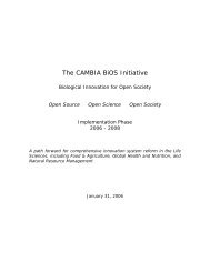 The CAMBIA BiOS Initiative - Biological Innovation for an Open Society